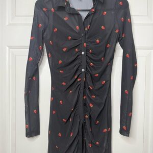 Forever 21 Black Dress with Strawberry Design
